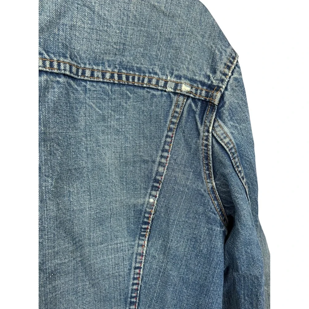 Vintage Levis Denim Trucker Jacket Blue Jean Distressed‎ Faded Mens - Picture 14 of 16